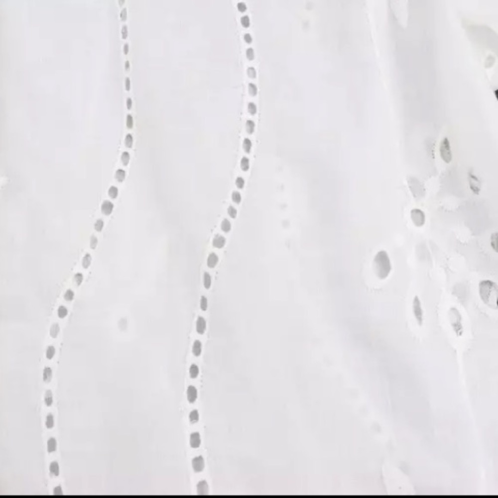 SOLD OUT White Boho Floral Eyelet Button Up Blouse - Picture 15 of 15